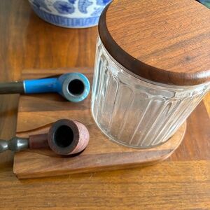 Vintage Walnut & Glass Jar for pipes